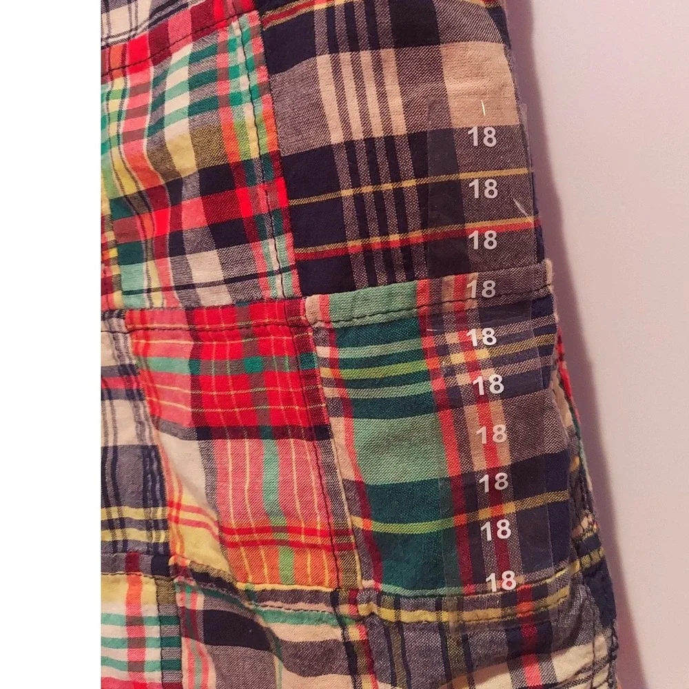 Polo Ralph Lauren Vintage Boys Patchwork Madras Plaid Shorts Preppy Size 18 NWT